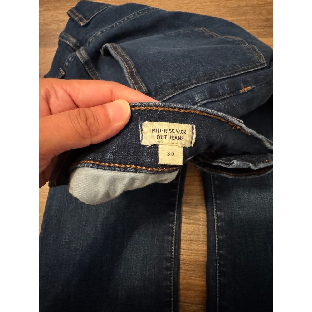 Madewell Mid-Rise Kick Out Jeans Dark Wash Blue Flare Denim Size 30 - Picture 6 of 9